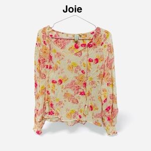 Joie pink and yellow rayon blouse